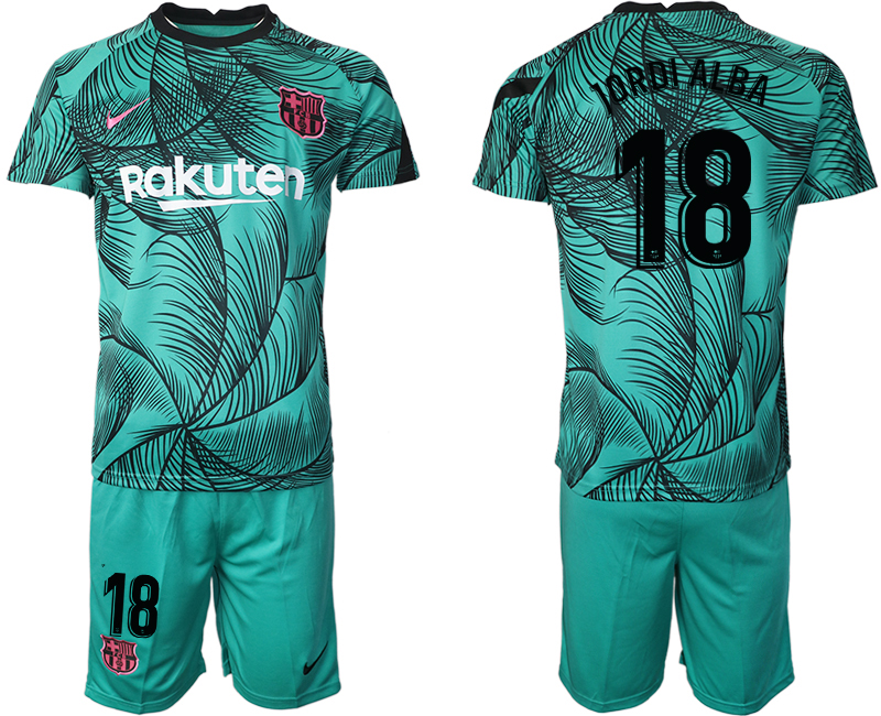 Men 2021 Barcelonagreen training suit #18 soccer jerseys